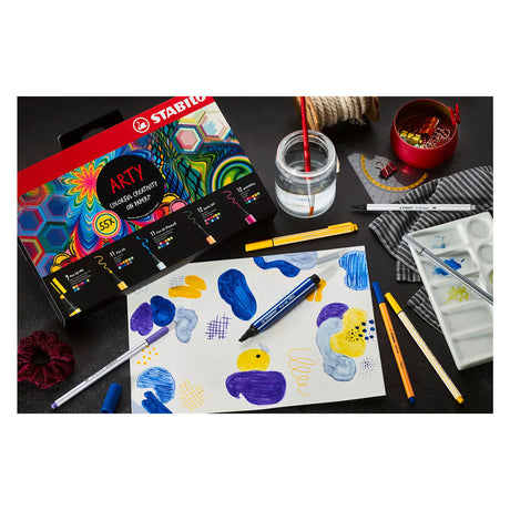 Stabilo Arty Set - Set Stift 68, Stift 68 Pinsel, Punkt 88, Stift 68 Max Pointmax - Kombietui mit 55 Teilen