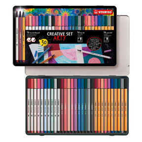 Stabilo Arty Kreativset Stift 68 Marker und Point 88 Fineliner im Metalletui - 30-tlg.