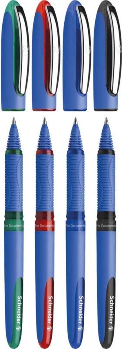 Schneider-Schreibgeräte Schneider-Tintenroller – ein Hybrid-C – Kegelspitze – Strichstärke 0,5 mm – 4 Stück in verschiedenen Farben – S-183294