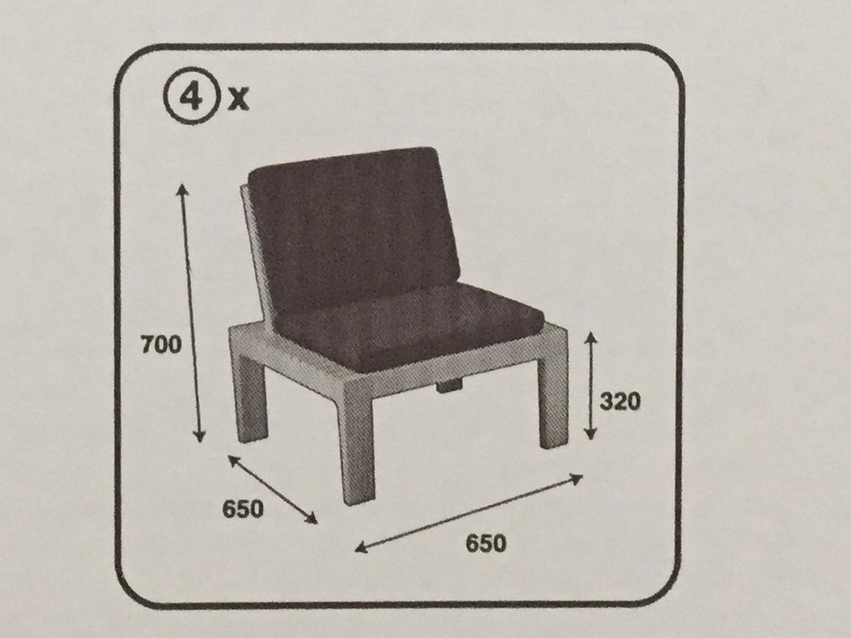 Pro Garden Gartenset Molok 5-teilig grau mit grauen Kissen, für 4 Personen.