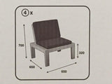 Pro Garden Gartenset Molok 5-teilig grau mit grauen Kissen, für 4 Personen.