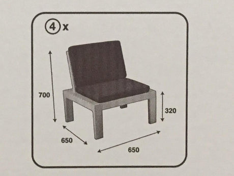 Pro Garden Gartenset Molok 5-teilig grau mit grauen Kissen, für 4 Personen.