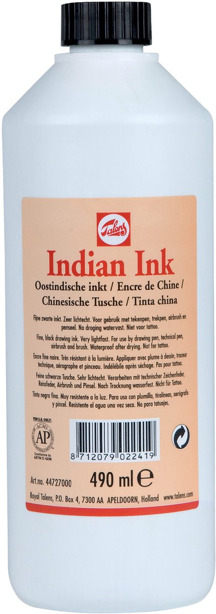 Talens Tuscheflasche 490 ml Schwarz 700