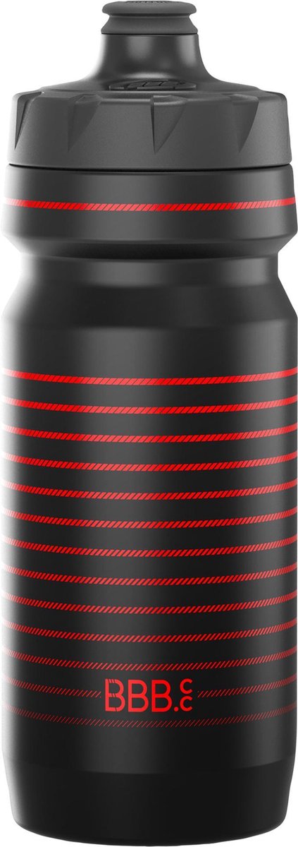 Bbb Cycling Auto Tank Wasserflasche Rennrad – Fassungsvermögen 550 ml – Fahrradtrinkflasche mit Autoclose-Ventil – schwarz rot gestreift – bwb-11