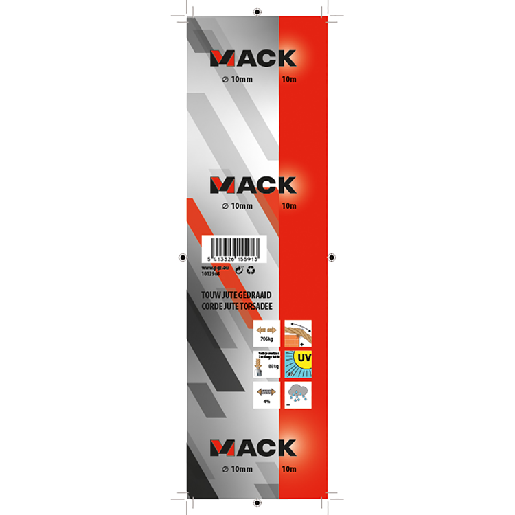 Mack 1013968 - Juteseil gedrehter Strang 10mm 10m | 5 Stück