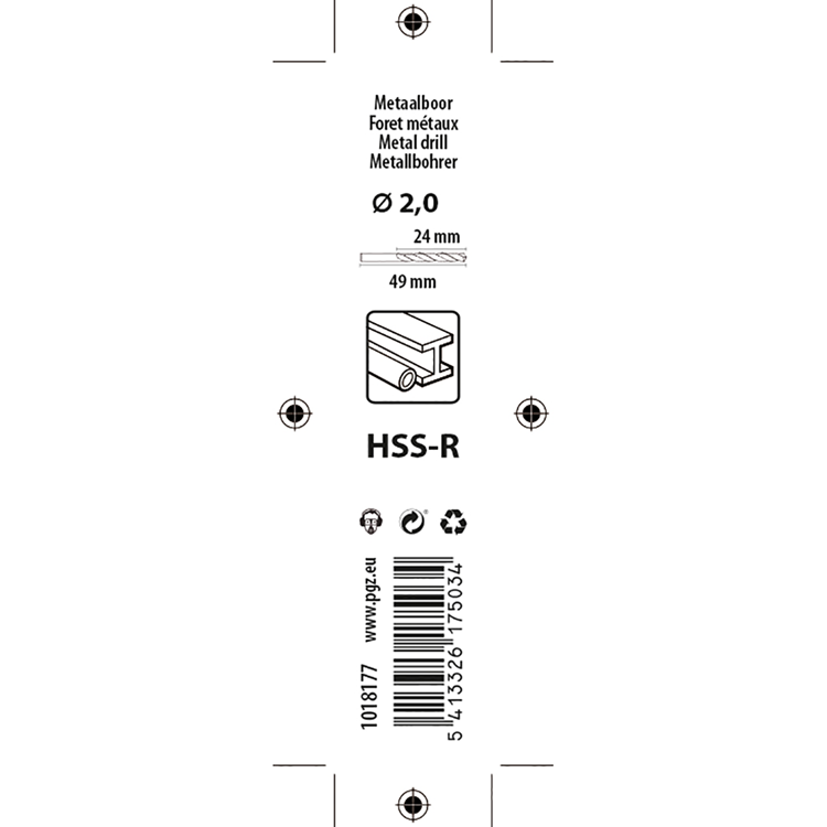 Mack 1018177 - universeelboor hss r ø 2,0 x 49 mm 2st | 5 stuks