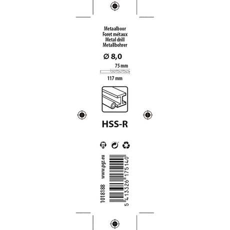 Mack 1018188 - universeelboor hss r ø 8,0 x 117 mm | 5 stuks
