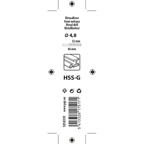 Mack 1018191 - metaalboor hss g din 338 ø 4,8 x 86 mm | 5 stuks
