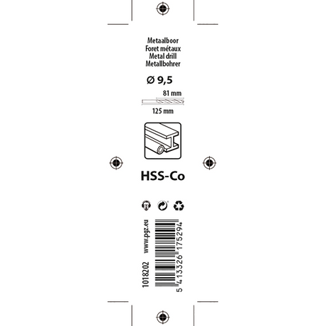 Mack 1018202 - metaalboor hss co5% din 338 ø 9,5 x 125 mm | 5 stuks