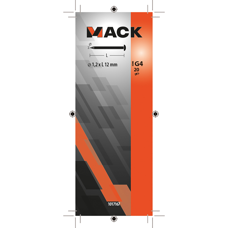 Mack 1017167 - nagel bolle kop messing 20 gr 1,2 x 12 mm | 10 stuks