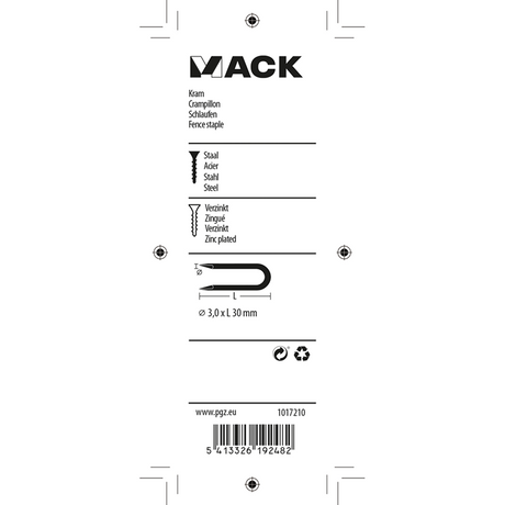 Mack 1017210 - kram staal verzinkt 100 gr 3,0 x 30 mm | 5 stuks