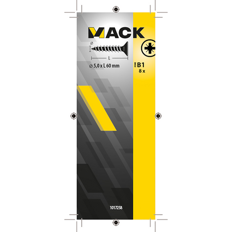 Mack 1017258 - spaanplaatschroef vz kop geelverz. 8 st 5,0 x 60 mm | 10 stuks