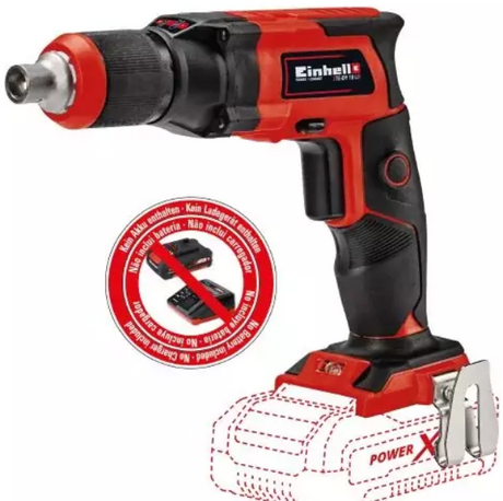 Einhell Akku-Gipskartonschrauber Te-Dy 18 Li Solo – Power X-Change – 18 V Li-Ion – 4000 t min – Tiefenanschlag – Dauerbetrieb – inkl. Hülle E-Box S35 - exkl. Akku und Ladegerät