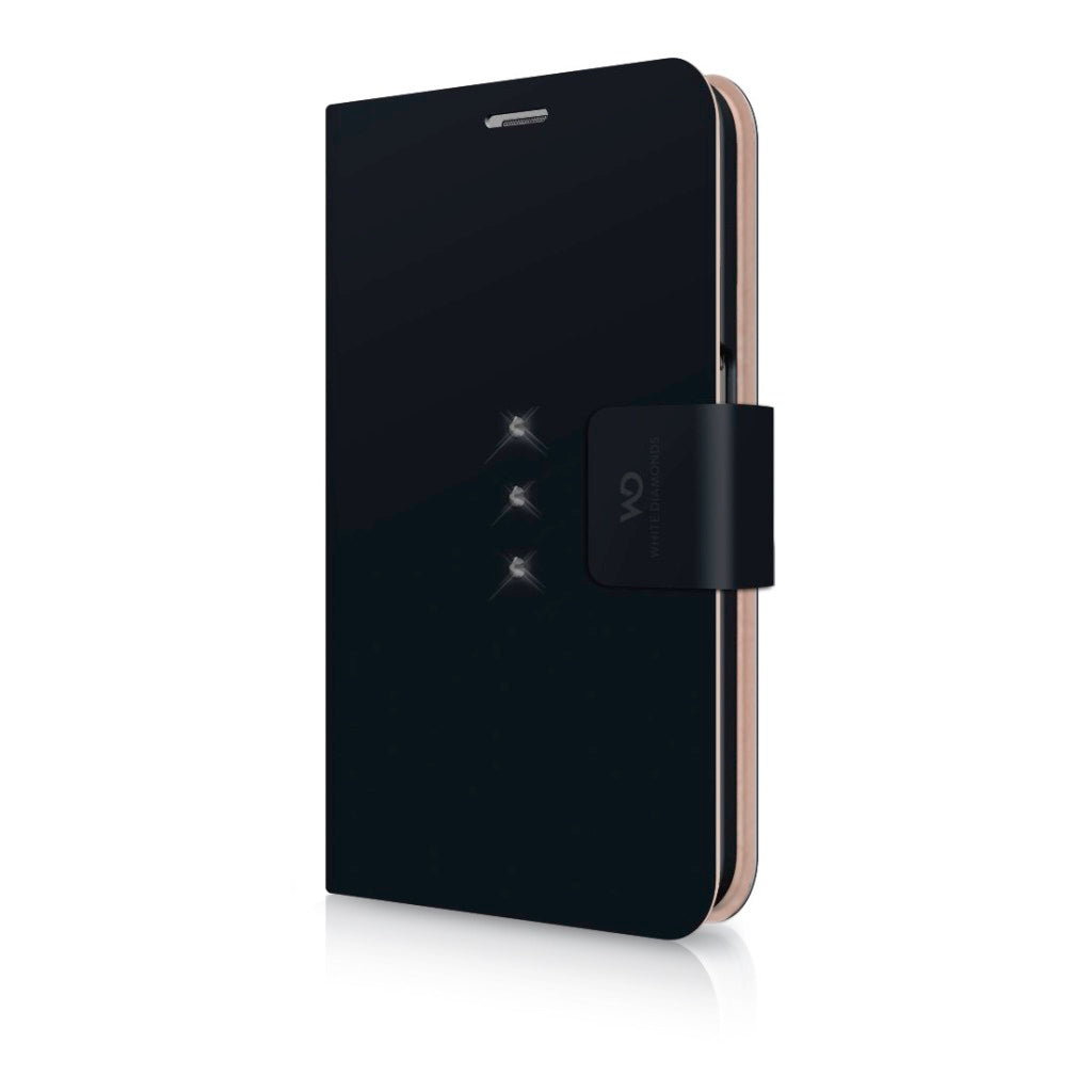 Weiße Diamanten Booklet-Hülle Kristall für Samsung Galaxy S7 schwarz