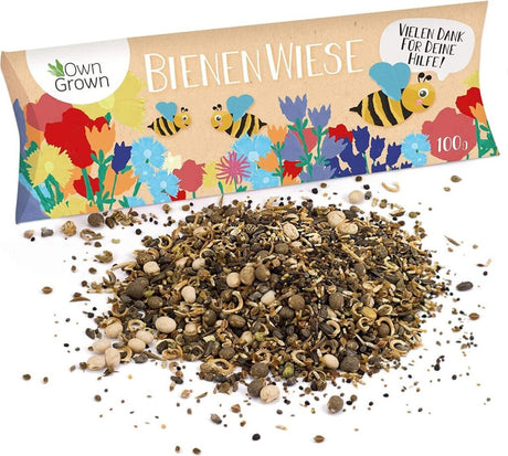 Owngrown Bienenwiesen-Blumenmischung 100 g Premium-Bienensamen für bunte Hummel- und Bienenwiesen. Bienenfreundliche Blumensamenmischung Blumenwiesensamen – einjährig und mehrjährig