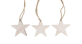 Wooden star 7x7cm 10pc - natural-wash