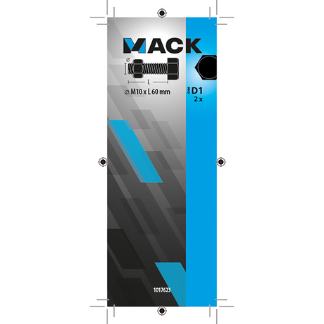 Mack 1017623 - tapbout + moer staal verzinkt 2 st m10 x 60 mm | 5 stuks