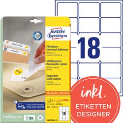 Wiederklebende Etiketten Avery Stick Lift weiß