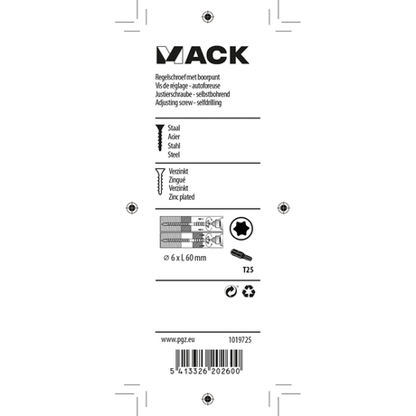 Mack 1019725 - regelschroef verzinkt 10 st 6 x 60 mm | 10 stuks