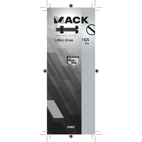 Mack 1019821 - metaalschroef cyl. kop + moer rvs 9 st m4x30 | 10 stuks