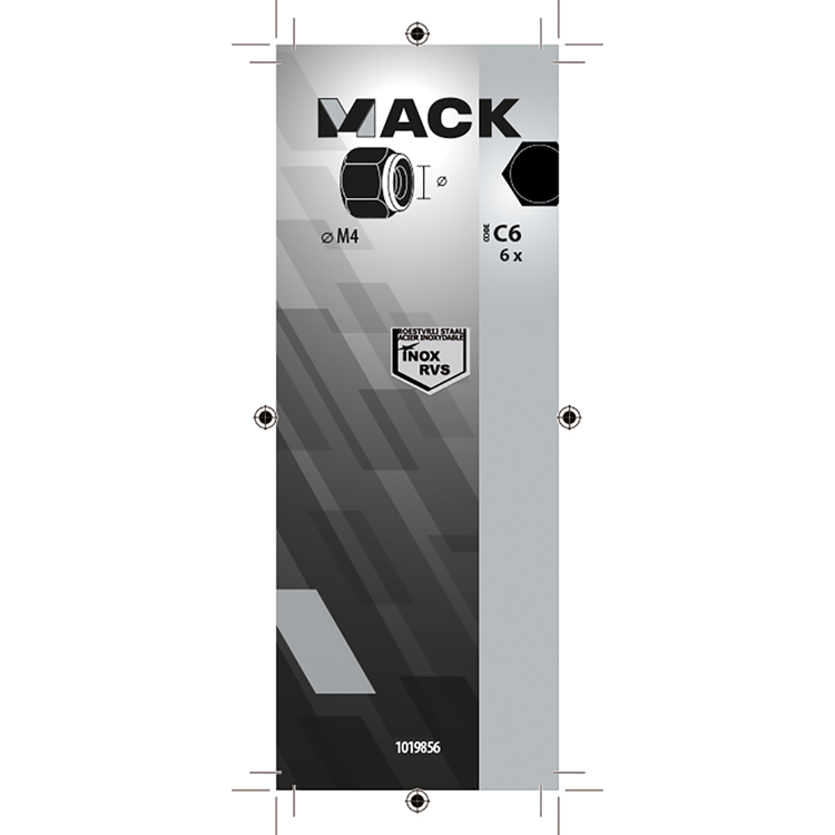 Mack 1019856 - zeskant borgmoer inox a2 6 st m 4 | 10 stuks