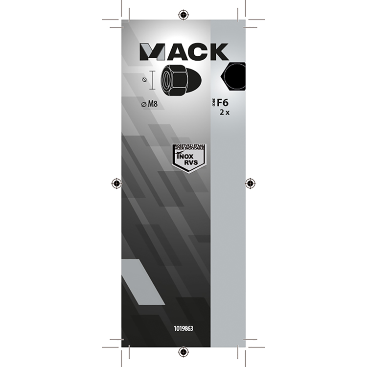Mack 1019863 - zeskant dopmoer inox a2 2st m8 | 10 stuks