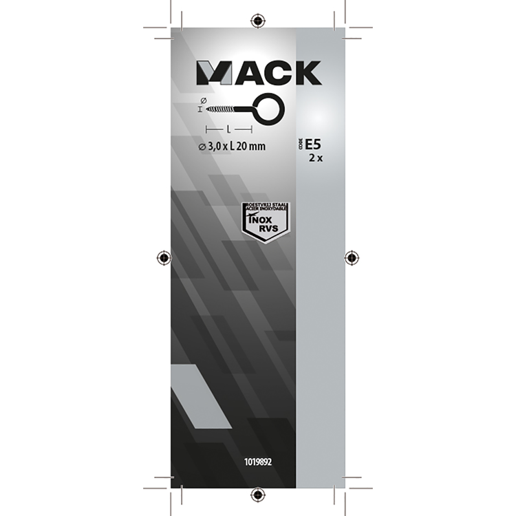 Mack 1019892 - schroefoog roestvrijstaal 2 st 3,0 x 20 mm | 10 stuks