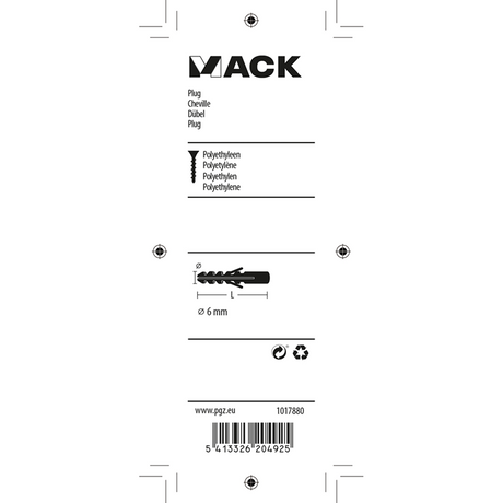 Mack 1017880 - plug polyethyleen 25 st 6 mm | 5 stuks
