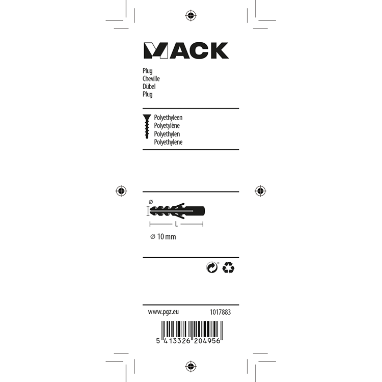 Mack 1017883 - plug polyethyleen 8 st 10 mm | 5 stuks