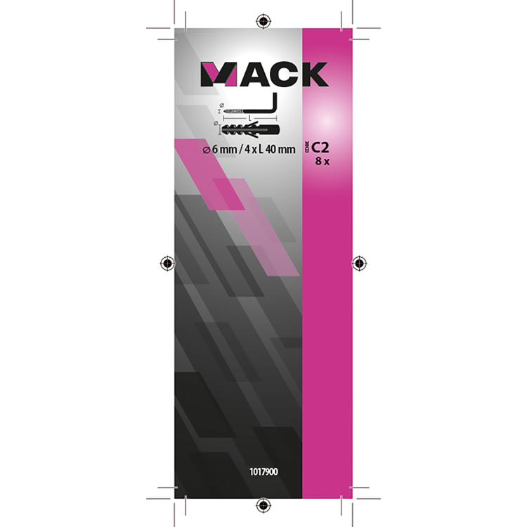 Mack 1017900 - plug + schroefduim polyeth 8 st 6mm 4x40mm | 5 stuks
