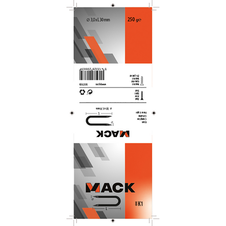Mack 1017954 - kram staal verzinkt 250 gr 3,0 x 30 mm | 5 stuks