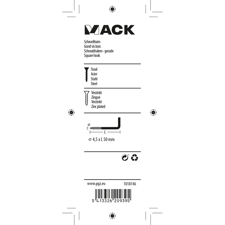 Mack 1018146 - schroefduim staal verzinkt 24 st 4,5 x 50 mm | 5 stuks