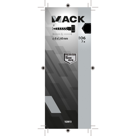 Mack 1020013 - houtdraadbout roestvrijstaal 7 st 8 x 60 mm | 5 stuks