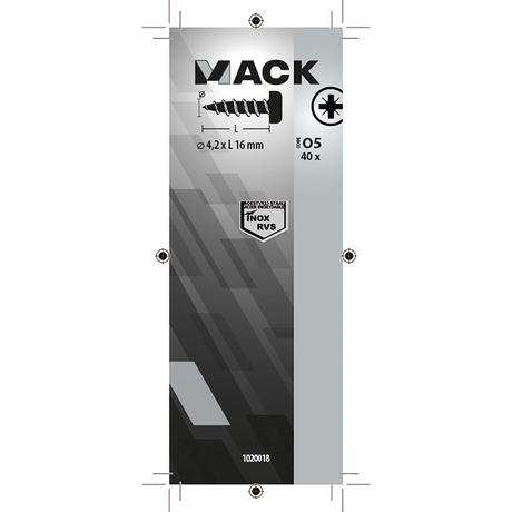 Mack 1020018 - zelftappende schroef cyl.kop a2 40 st 4,2 x 16 mm | 5 stuks