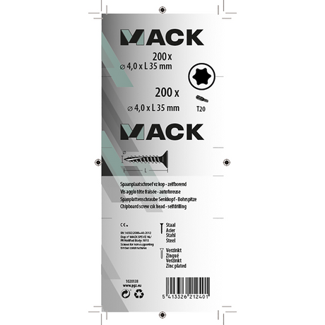 Mack 1020138 - spaanplaatschroef vz kp-zelfb.gvz 200st 4,0 x 35 mm | 5 stuks
