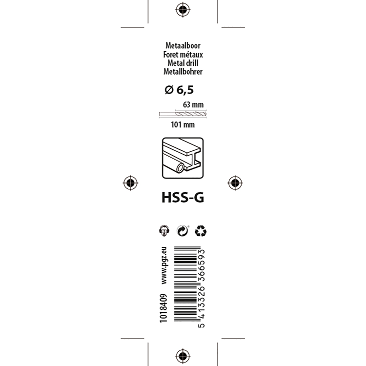 Mack 1018409 - metaalboor hss g din 338 ø 6,5 x 101 mm | 5 stuks