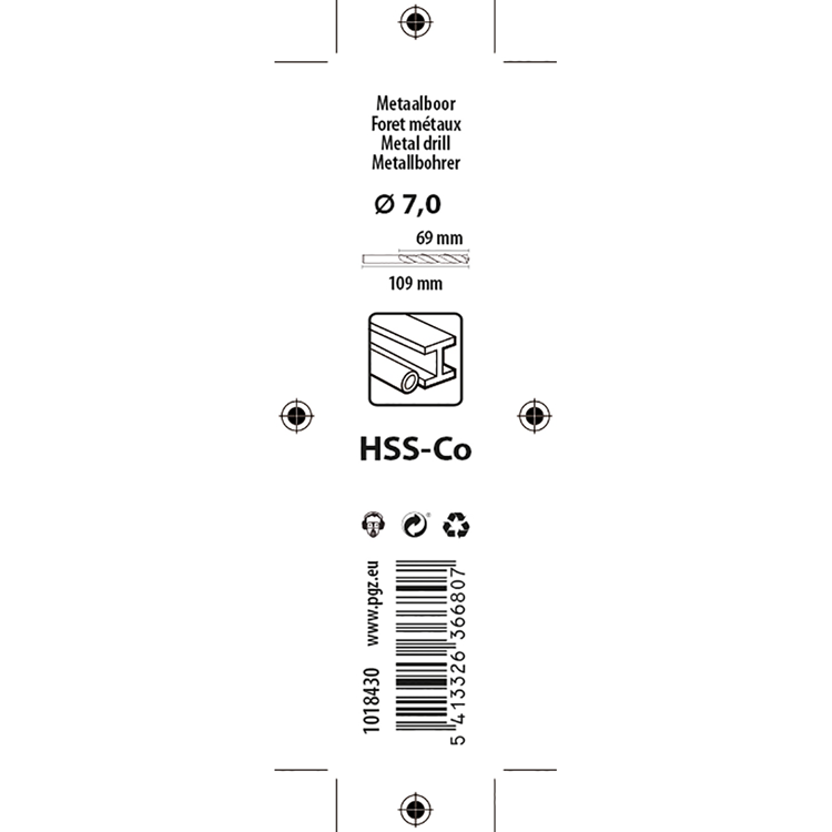Mack 1018430 - metaalboor hss co5% din 338 ø 7,0 x 109 mm | 5 stuks