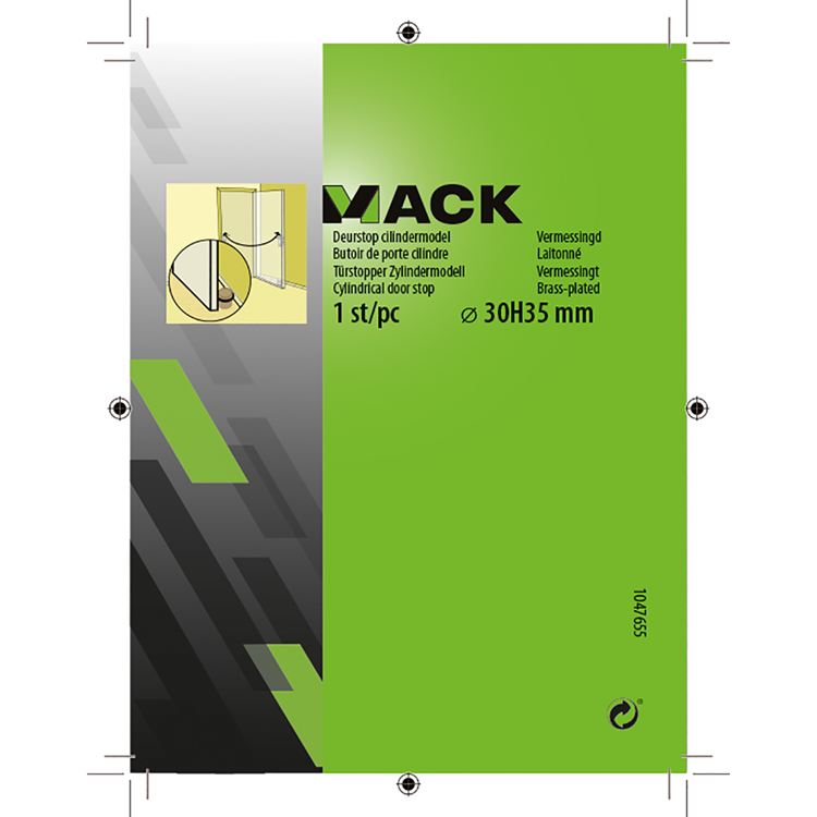 Mack 1047655 - Türstoppzylinder Modell vermessingt ø 30h35 mm 1 St. St. | 6 Stück