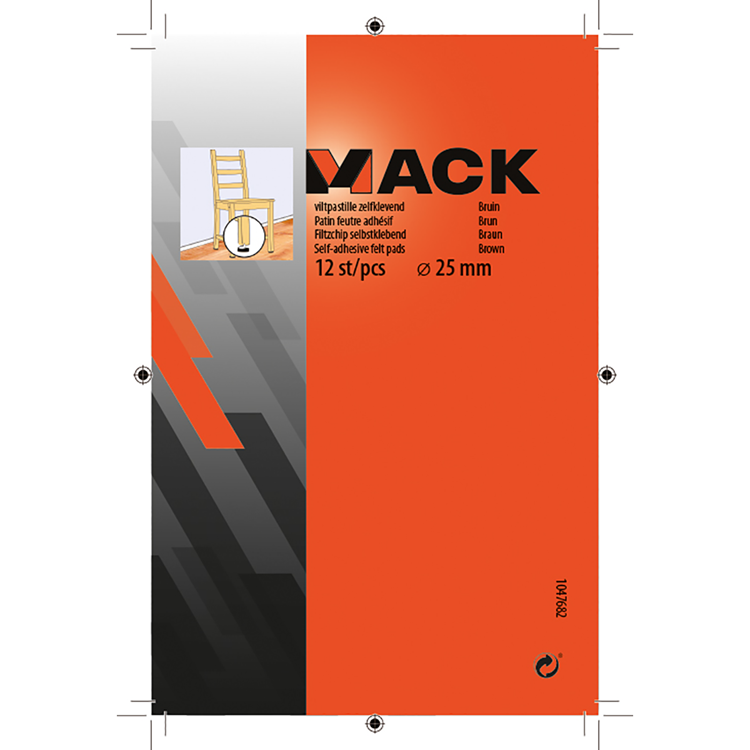 Mack 1047682 - viltpastille zelfklevend bruin ø 25 mm 12 st pcs | 12 stuks