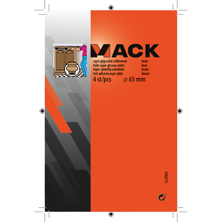 Mack 1048773 - super glijpastille zelfklevendbruin ø 65 mm 4 st pcs | 12 stuks