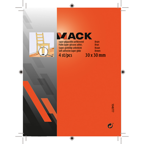 Mack 1048777 - super glijpastille zelfklevendbruin 30 x 30 mm 4 st pcs | 12 stuks