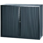 Rolltorschrank geschweißt, niedrig, Stahl, Kunststoff, 120 x 43 x 103 cm, schwarz