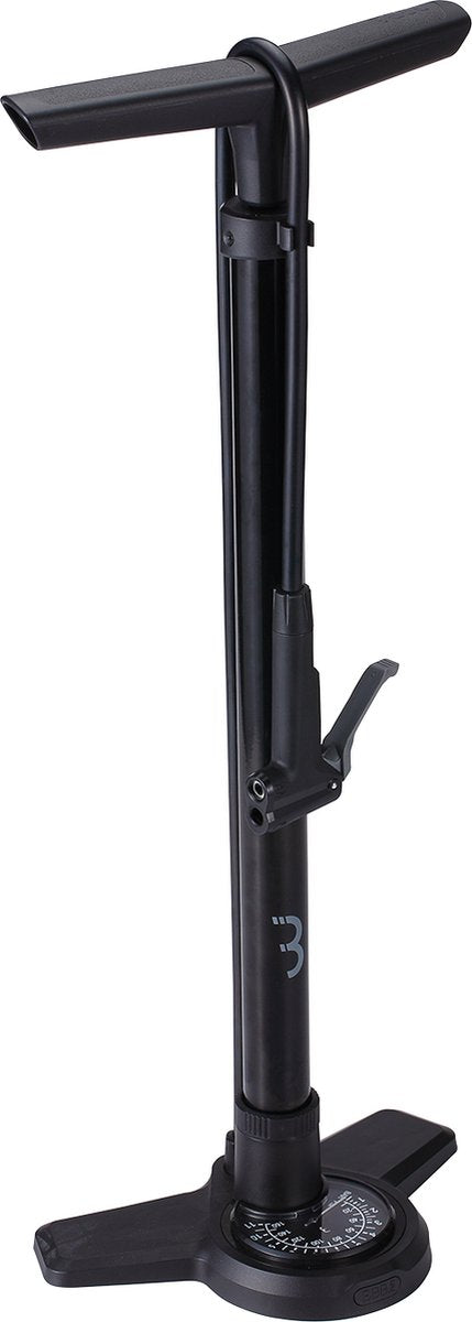 Bbb Cycling Airboost 2.0 Fahrradpumpe mit Manometer – 11 bar 160 psi – Ventile: Dunlop, Presta Schräder – Hochdruck-Standpumpe Rennrad und MTB – Schwarz – bfp-28
