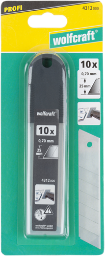 Professionelle Abbrechmesser von Wolfcraft | 0,7 x 25 mm | 10 Stück - 4312000