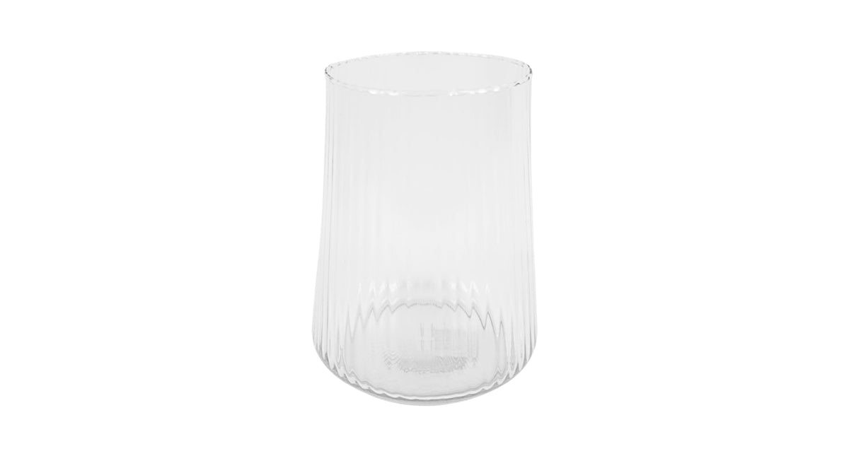 Vaas cilinder geribbeld glas transparant d14 h18 cm