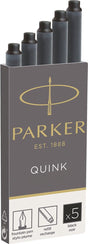 Parker lange Füllfederhalter-Tintenpatronen | schwarze Quink-Tinte | 5 Füllfederhalterpatronen