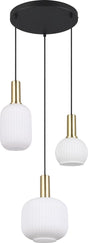 Trio diva - hanglamp - messing mat - wit glas - excl. 3x e27 8,5 w - plafondbevestiging - in hoogte verstelbaar