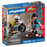 Playmobil City Action Polizei-Motorrad-Verfolgungsjagd | Polizist jagt Dieb auf Longboard | regt die Kreativität an | Kinderspielzeug für Kinder ab 4 Jahren | 72079