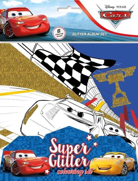 Autos-Set mit 6 glitzernden Malseiten, 21,5 x 27,5 cm