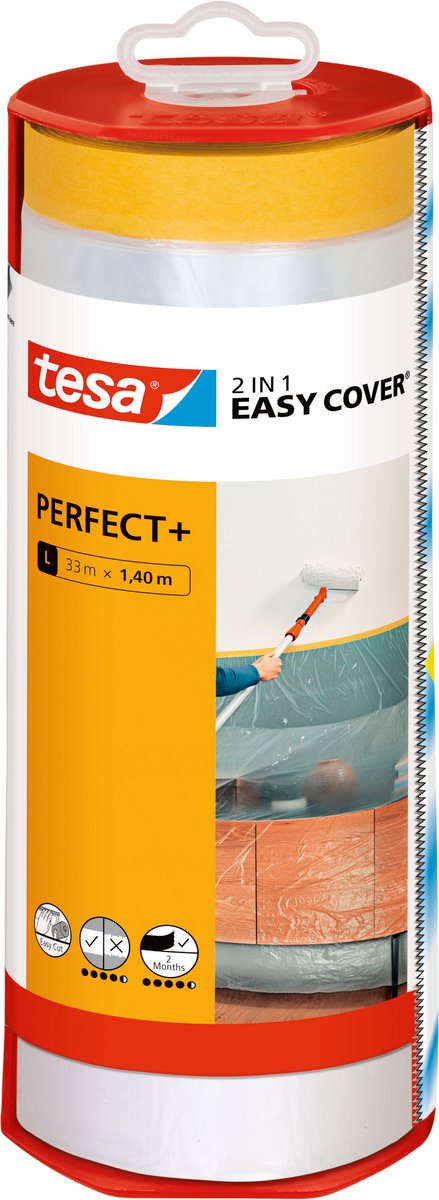 Tesa 1067562 – Easy Cover Perfect + Spender Abdeckfolie: L 33 Meter 140 | 2 Stk